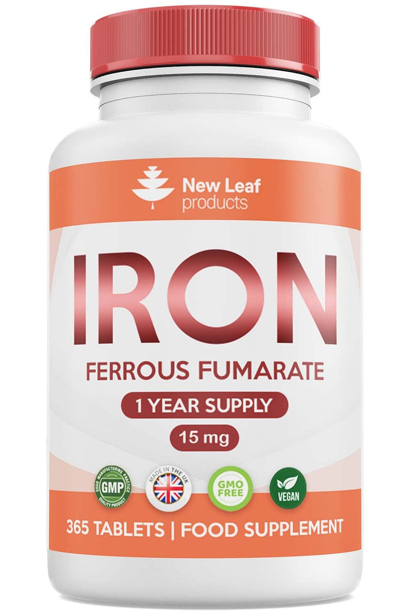 [Australia] - Gentle Iron Tablets High Strength 15mg - 365 Ferrous Fumarate Iron Tablets (1 Year Supply) - Vegan Iron Supplements for Men & Women's Health - Reduction in Tiredness and Fatigue 