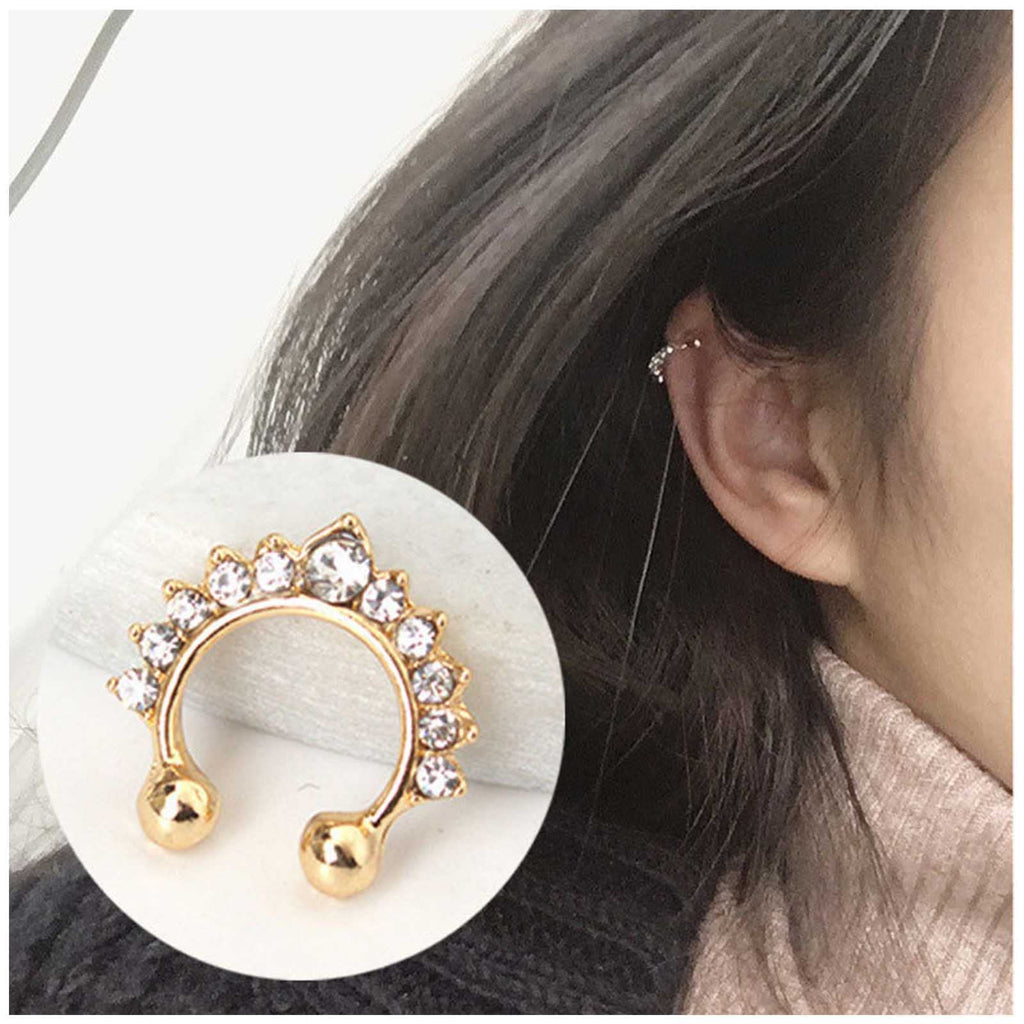 [Australia] - Yheakne Boho Crystal Ear Cuff Earrings Gold Cz Pave Conch Ear Cuffs Earrings Rhinestone Hoop Cuff Earrings Non Pierced Earrings Jewelry for Women and Girls 