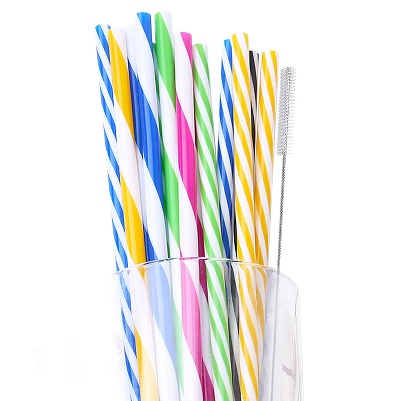 [Australia] - 12 PCS Mason Jar Straws Thick Plastic Drinking Straws Reusable Bpa Free Long Drinking Straws for Yeti Tumbler with 1 PCS Cleaning Brush 