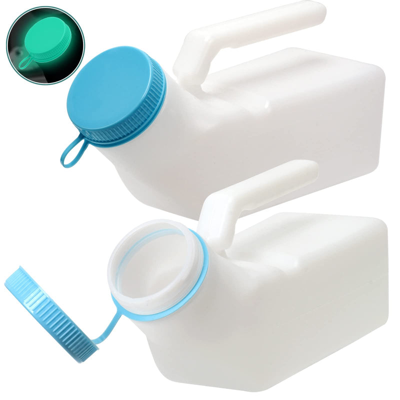[Australia] - Tovee Upgraded Urinals for Men with Glow in The Dark,1000ml Thick Pee Bottles with Lid,Spill Proof Urinal Bottle for Car,Hospital,Elderly & Incontinence,2 Pack 2 Pack 