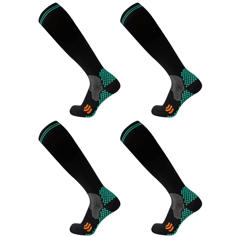 [Australia] - Compression Socks (2 Pair) for Men and Women 20-30 mmHg Compression Stockings Circulation for Cycling Running Support Socks XXL Black 