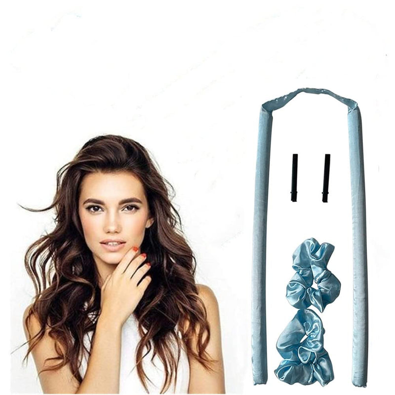 [Australia] - Upgrade Heatless Curling Rod Headband,Heatless Hair Curling Set,No Heat Wave Hair Curlers ,Soft Silk Ribbon Sleeping Hair Rollers Wave Curls Lazy Curler Set DIY Hair Styling Tools(Blue) BLUE 