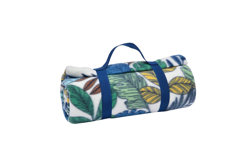 [Australia] - Sleepdown Tropical Fleece Picnic Blanket Outdoor Soft Portable Foldable Picnic Mat Beach Park Camping Hiking Garden with Handle - 135cm x 150cm - Multi 135 x 150 cm Multicolor 