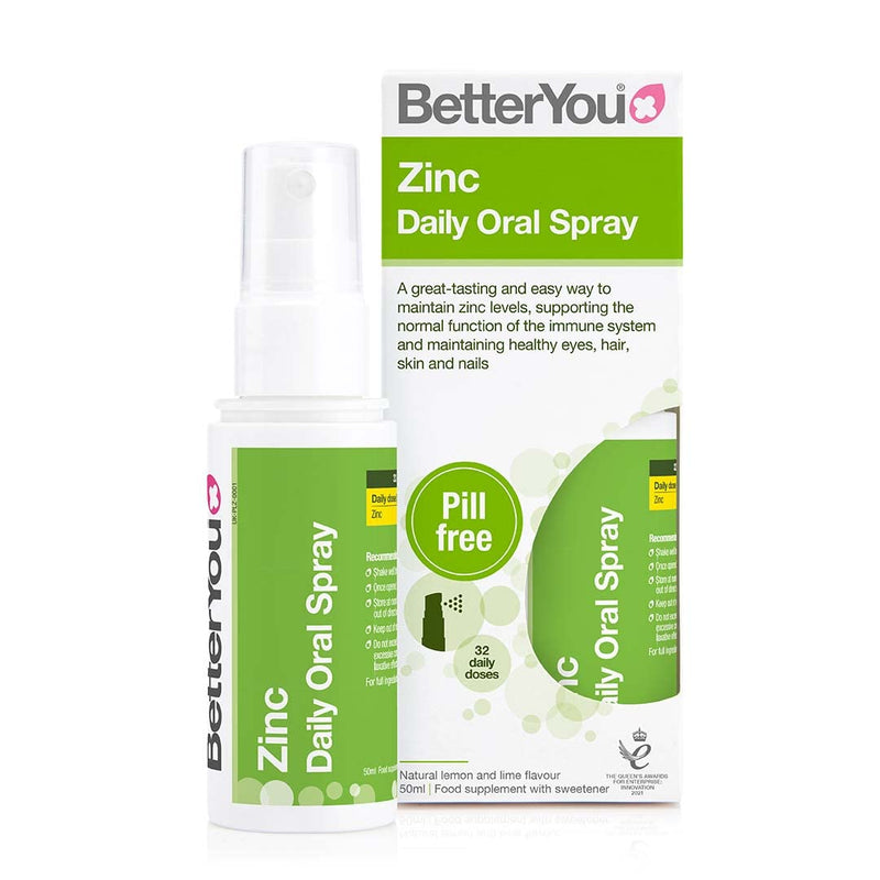 [Australia] - Zinc Daily Oral Spray, Pill-Free Zinc Supplement for Immune System Support, 1 Month Supply, Made in The UK by BetterYou, Natural Lemon and Lime Flavour, 50ml 