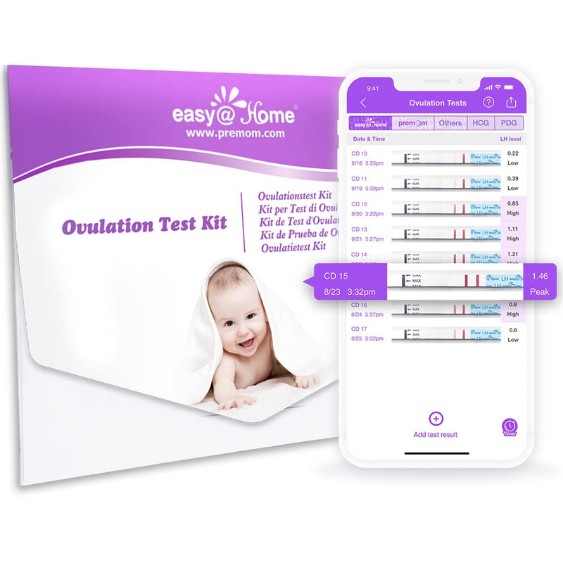 [Australia] - Ovulation Fertility Test Predictor Kit: Easy@Home 20 LH + 5 HCG Strips Accurate Fertility Test for Women Ovulation Monitor - Powered by Premom Ovulation Tracker App 20LH+5HCG 