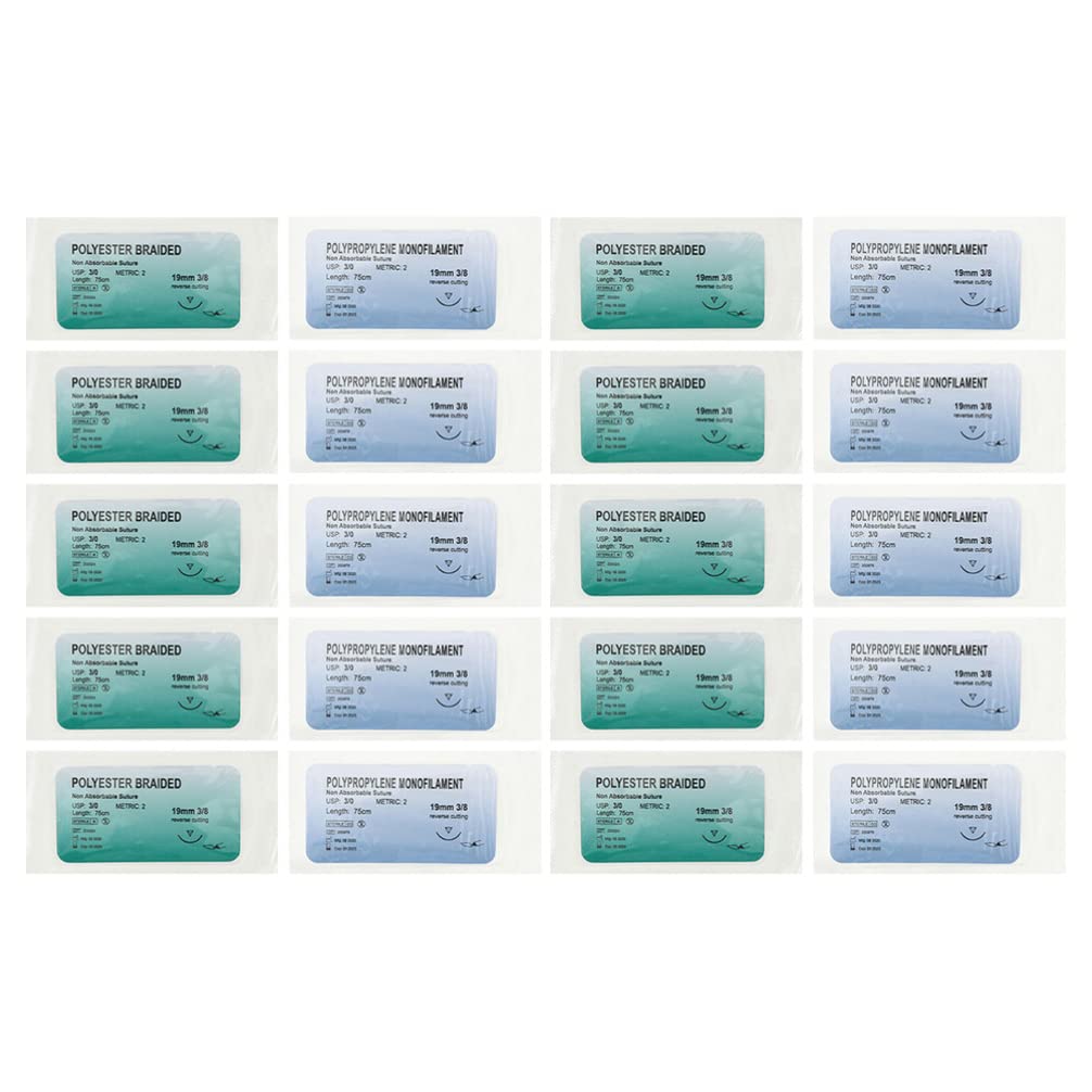 [Australia] - Milisten Suture Thread and Needle, 20Pcs Medical and Nursing Students Surgical Practice Suture Kit First Aid Field Emergency Demo Vet Use Random 