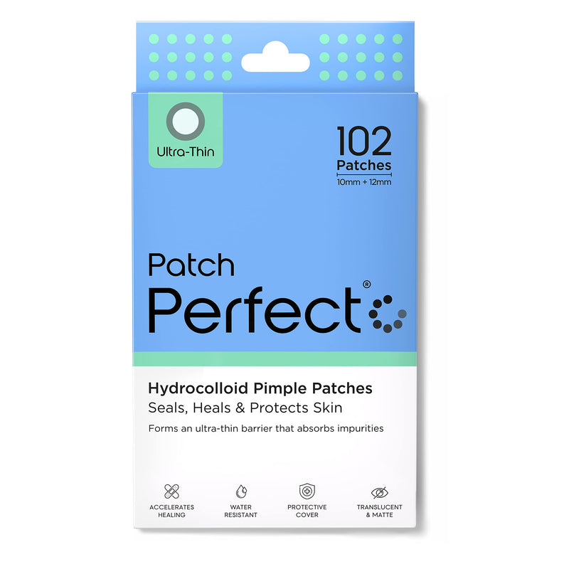 [Australia] - Patch Perfect Invisible Pimple Patches (102 Count) - Hydrocolloid Spot Patches which Accelerate Healing, Absorbing Dots for Spot Treatment, Vegan Spot Stickers, Fast-Acting Acne Patch (Two Sizes) 