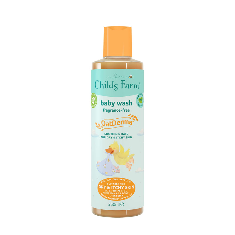 [Australia] - Childs Farm | OatDerma Baby Wash | Unfragranced | Cleansing Goodness of Oats | Suitable for Newborns with Dry, Itchy & Eczema-prone Skin | 250ml, Clear 250 ml (Pack of 1) 