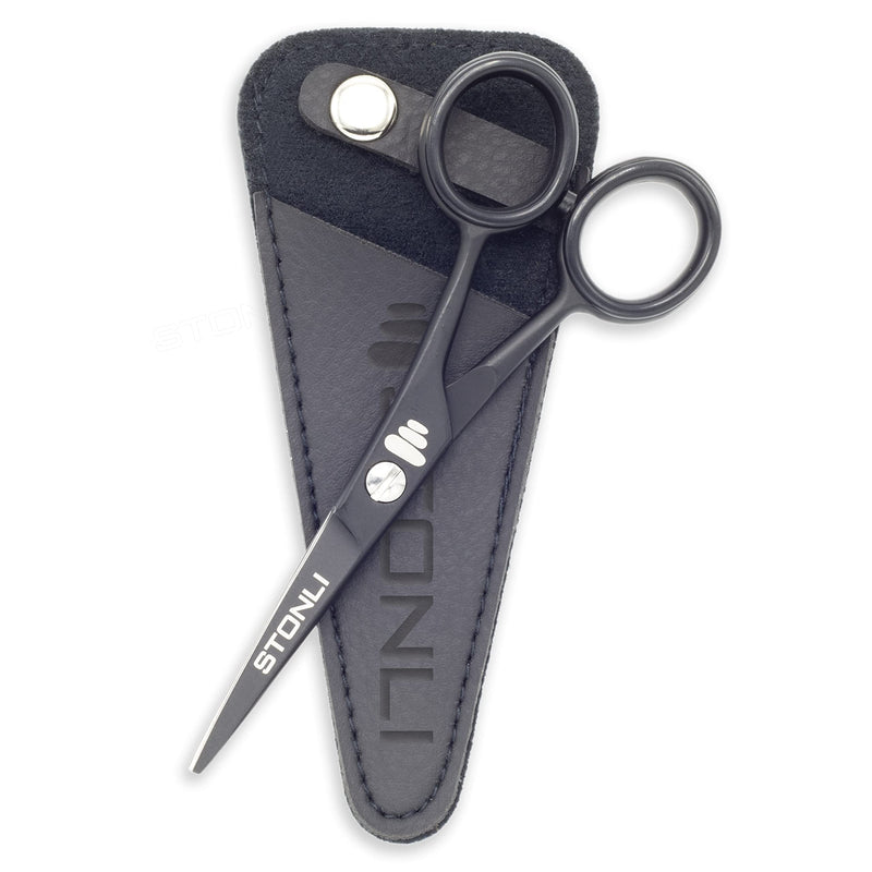 [Australia] - STONLI 4.5 inches Beard and Moustache Scissors - Ear and Nose Hair Trimming Stainless Steel Scissors, Safety Use for Eyebrows, Eyelashes, and Ear Hair 