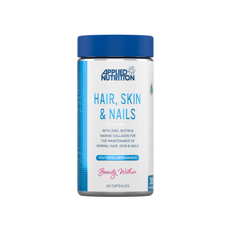 [Australia] - Applied Nutrition Hair, Skin, Nails - Biotin & Marine Collagen for Healthy Hair Growth, Skin & Nails Supplement with 10000 mcg Biotin (60 Capsules - 30 Servings) 