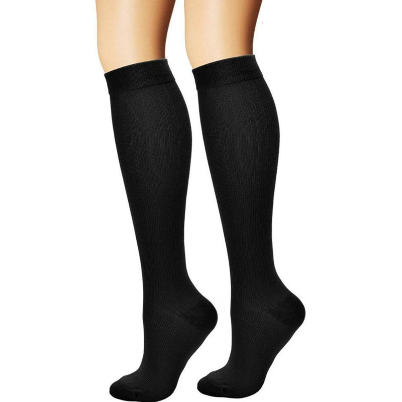 [Australia] - walgreen Xample Black Unisex Miracle Flight Travel Compression Socks Anti Swelling Fatigue DVT Support for Running,Sport, Medical, Athletic, Edema, Varicose Veins, Travel,Nursing, 7 - 12.5 