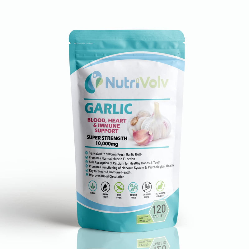[Australia] - Garlic 10000mg High Strength Supplements Nutrition for Blood Pressure Support, Improved Heart Health, and Robust Immune System � Pack of 120 Healthcare Tablets 