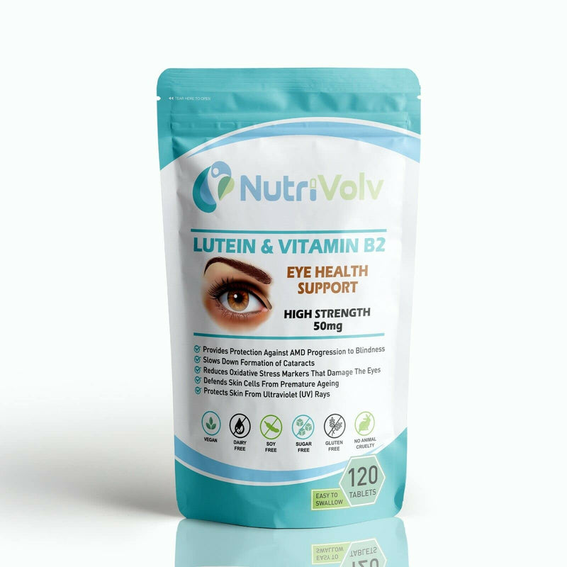 [Australia] - Pure Eye Support Tablets with Lutein and Vitamin B2 � 50mg Easy to Swallow Pills for Better Vision and Eyecare � Pack of 120 Vegan Eye Supplements for Men and Women 