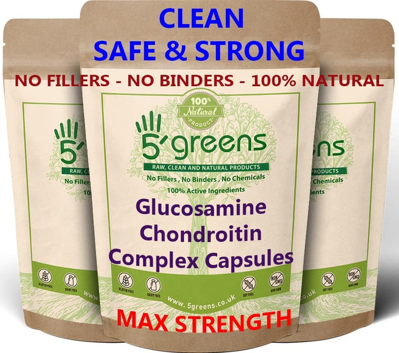 [Australia] - Glucosamine and Chondroitin 1600mg per Serving with MSM Extra Absorbency Enriched with Natural Vitamin C, Glucosamine Sulphate 2KCL Chondroitin Sulphate 120 Capsules Made in UK by 5greens 