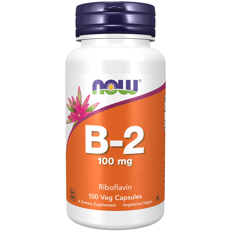 [Australia] - Now Foods, Vitamin B2 (Riboflavin), 100mg, High Dose, 100 Vegan Capsules, Lab-Tested, Gluten Free, SOYA Free, Vegetarian, Non-GMO, for Skin and Mucous Membranes 