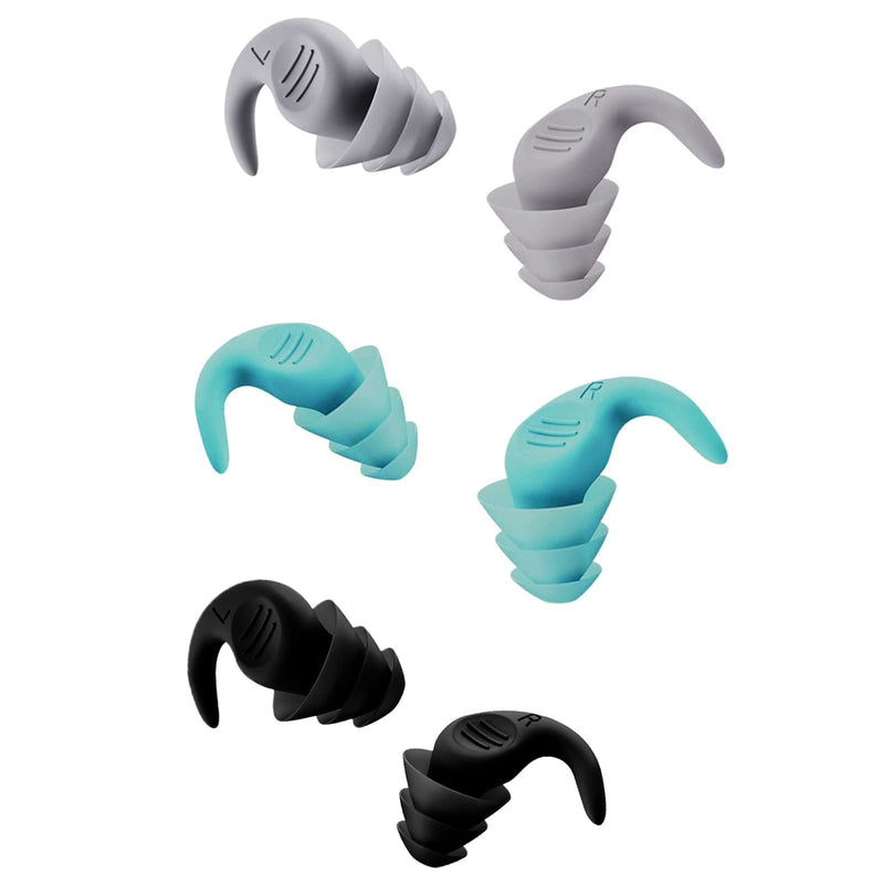 [Australia] - 6 Pcs Reusable Sleeping Earplugs Silicone Ear Plugs Ear Care Products for Hearing Protection, Sleeping, Working 