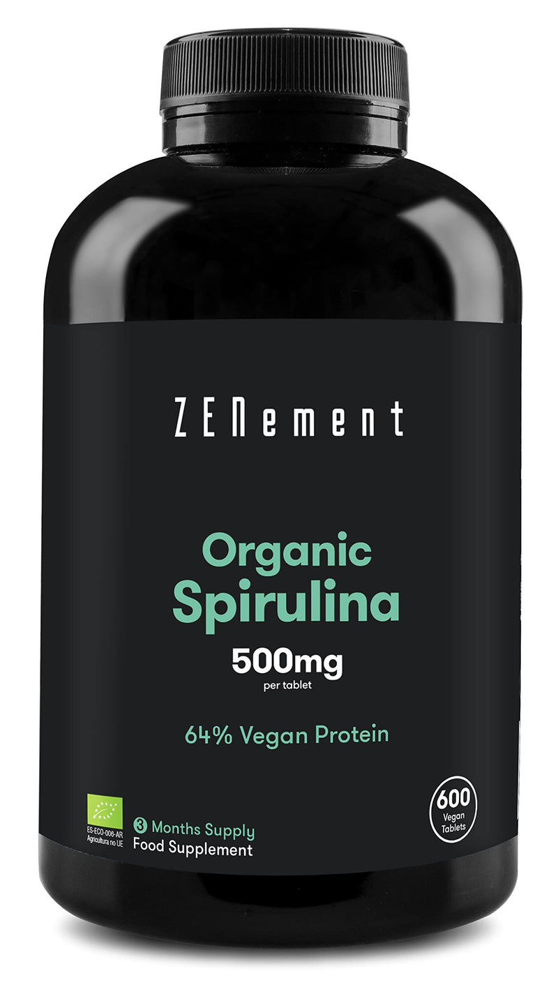 [Australia] - Organic Spirulina, 3000mg per dose, 600 Tablets | Superfood, Detox, Satiating, 100% Organic Spirulina, 64% Vegan Protein | 100% Natural Ingredients, Additives Free | Zenement 