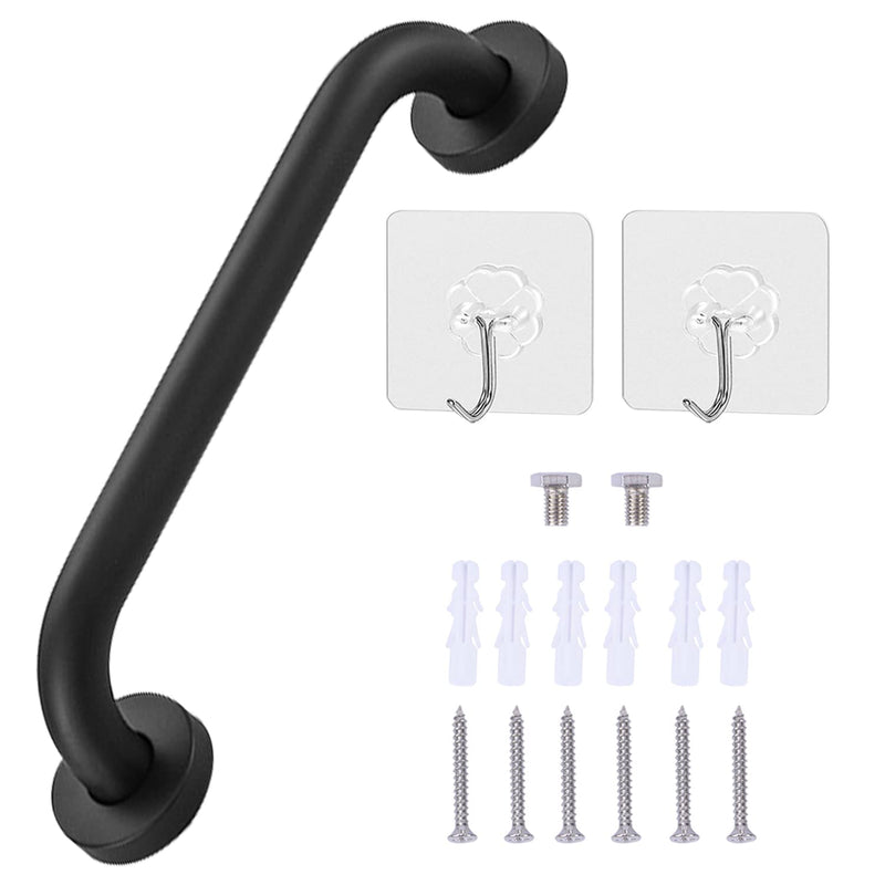 [Australia] - 12 Inch Bath Safety Hand Grab Rail, Oil Rubbed Black Anti Slip Hand Rail Support, Stainless Steel Bathroom Balance Bar, Handicap Elderly Injury Senior Assist Bath Handle,Wall Concealed Mount Handle 12 Inch (Pack of 1) Black (304) 