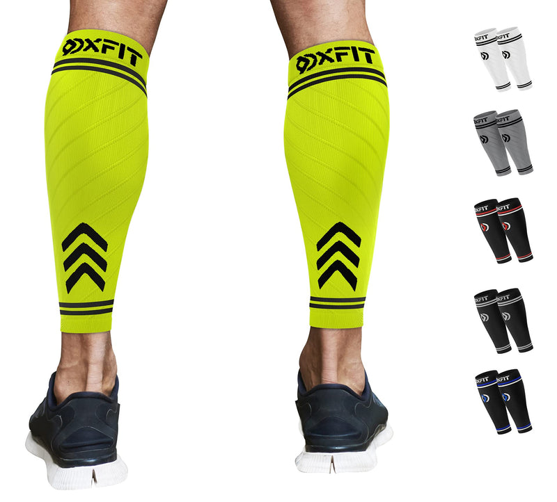 [Australia] - OXFIT Calf Compression Sleeve for Men & Women - Shin Splints Support, Calf Sleeves Ideal for Running, Injury Recovery, Leg Socks, Muscle Cramps - Pair (XL, Yellow) XL 