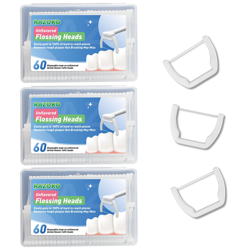 [Australia] - RAZOKO Disposable Snap-On Flosser Refill Heads 180 Count 