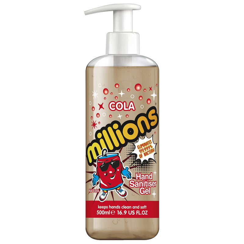 [Australia] - Millions Hand Sanitiser Gel | Eliminates 99.999% of Bacteria | 70% Alcohol | Scented & Fruity Fragrance (Cola, 500ml x1) Cola 