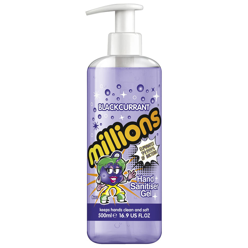 [Australia] - Millions Hand Sanitiser Gel | Eliminates 99.999% of Bacteria | 70% Alcohol | Scented & Fruity Fragrance (Blackcurrant, 500ml x1) Blackcurrant 