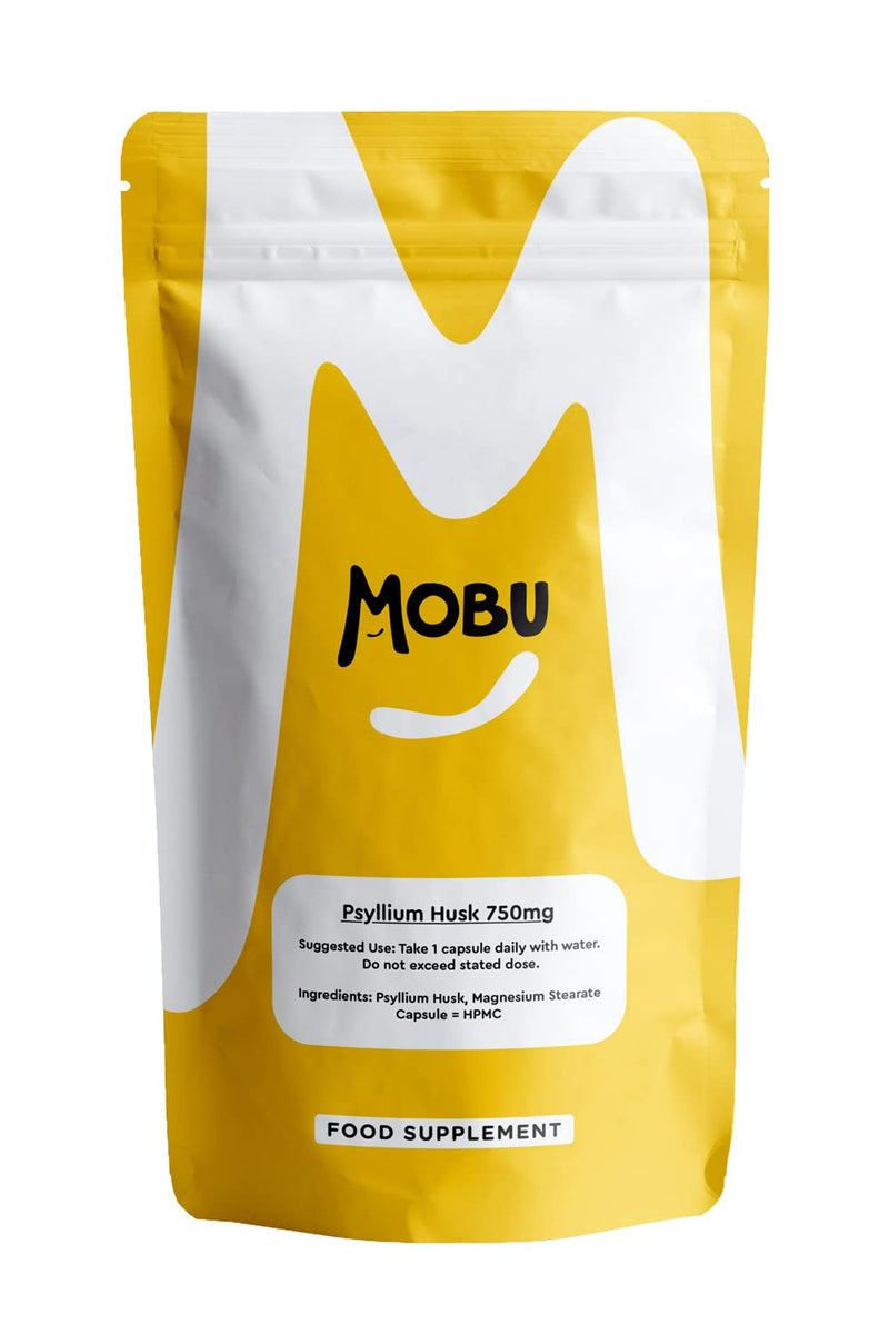 [Australia] - Psyllium Husk 750mg 120 Capsules | Fibre Supplement | High in Soluble Fibre | Digestion Support | Vegan UK Made | GMP Approved | MOBU 