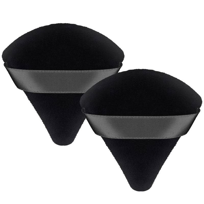 [Australia] - Patelai 2 Pcs Powder Puff Makeup Puff Triangle Powder Puff Soft Powder Sponge Reusable Triangle Sponges with Strap for Loose Powder Cosmetic Foundation Wet Dry Makeup (Black) Black 