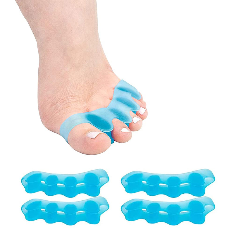 [Australia] - HUPOO Gel Toe Separators, Stretchers Spacers, Bunion Correctors, Hammer Corrector, Used for Manicure, Relaxing Toes, Spacer Running/Yoga/Pedicure Women and Men. 2 Pair, Blue, 4 Count (Pack of 1) 