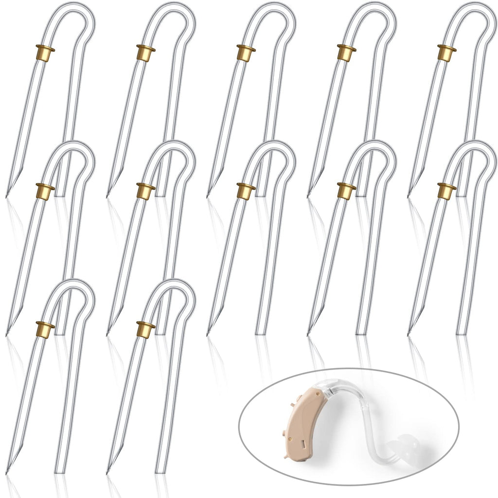 [Australia] - 12 Pcs Hearing Aid Tubes Preformed BTE Earmold Tubing 3.5 x 2 mm Hearing Aid Replacement Tube with Gold Lock Hearing Amplifiers Ear Tubes for Hearing Aids 