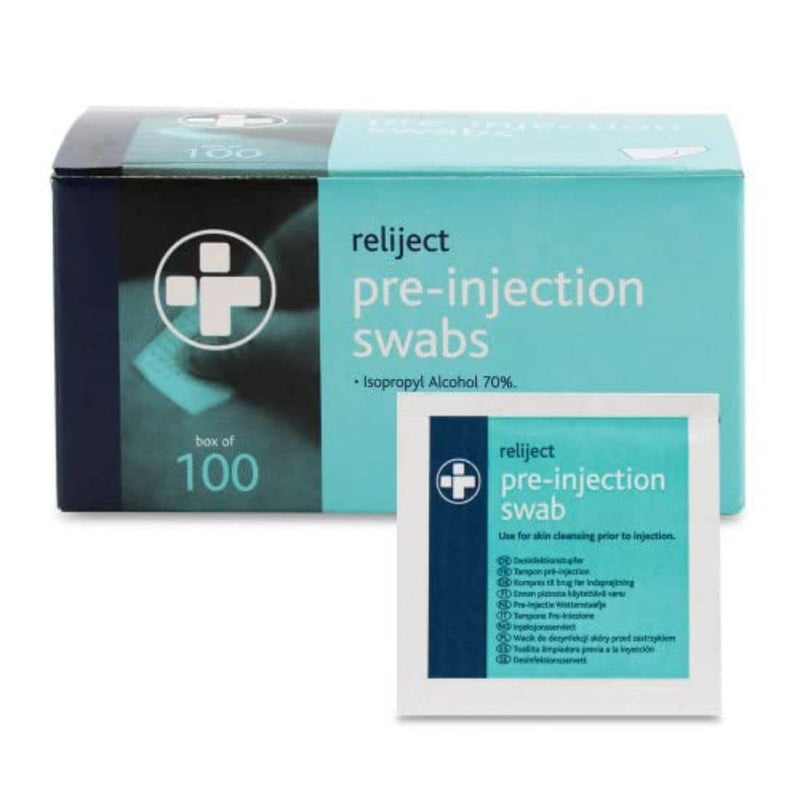 [Australia] - RELIANCE MEDICAL Pre-Injection Swab Wipes - Pack of 100 Individually Wrapped Medical Skin Cleaning Wipes with 70% Isopropyl Alcohol,White 