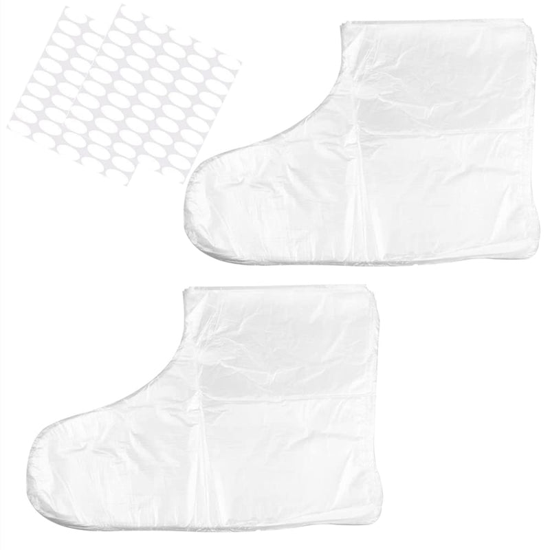 [Australia] - 200 Pcs Clear Plastic Paraffin Bath Liners Disposable Transparent Spa Foot Protectors Foot Plastic Clear Bath Wax Therapy Bags with 200 Clear Stickers (200) 