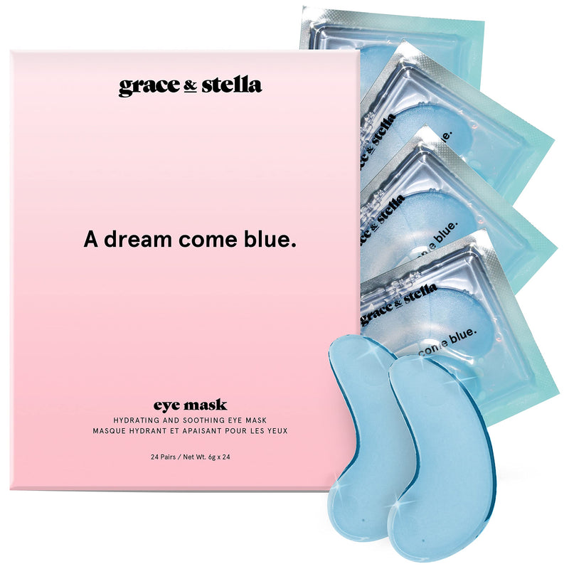 [Australia] - Under Eye Mask - Reduce Dark Circles, Puffy Eyes, Undereye Bags, Wrinkles - Gel Under Eye Patches, Vegan Cruelty-Free Self Care by grace and stella (24 Pairs, Blue) 24 Pairs 