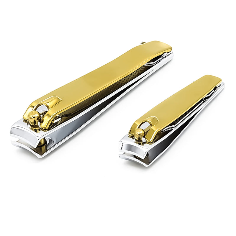 [Australia] - Nail Clippers Nail Cutter 2PCs Set Stainless Steel Fingernails Toenails Clippers for Men Women Sturdy Nail Clipping Kit (Gold) Gold 