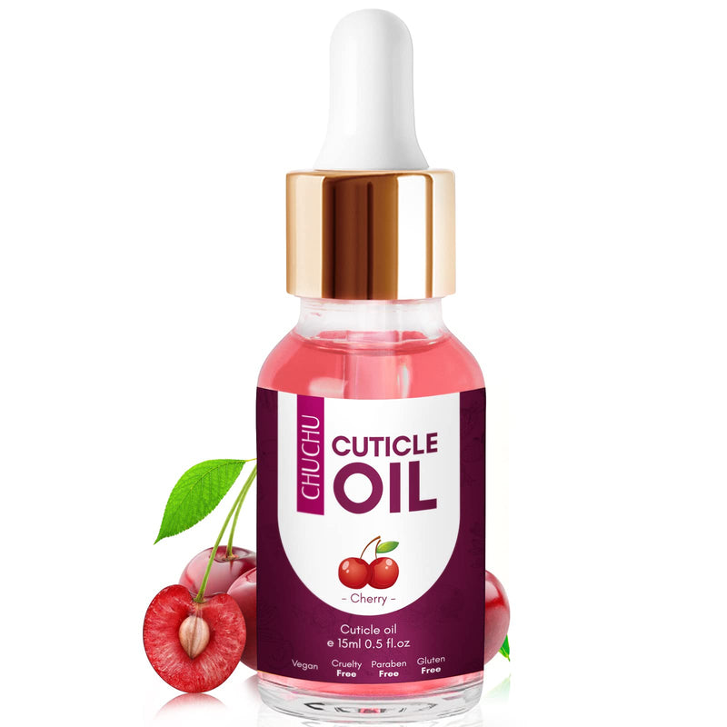 [Australia] - CHUCHU Cuticle Oil for Nails, 15ml, Jojoba Nail Cuticle Oil Contain Vitamin B & E, Moisturizes Cuticle and Nail's Skin, Strengthens Nails, Prevents Hangnails and Chapped, Cherry 