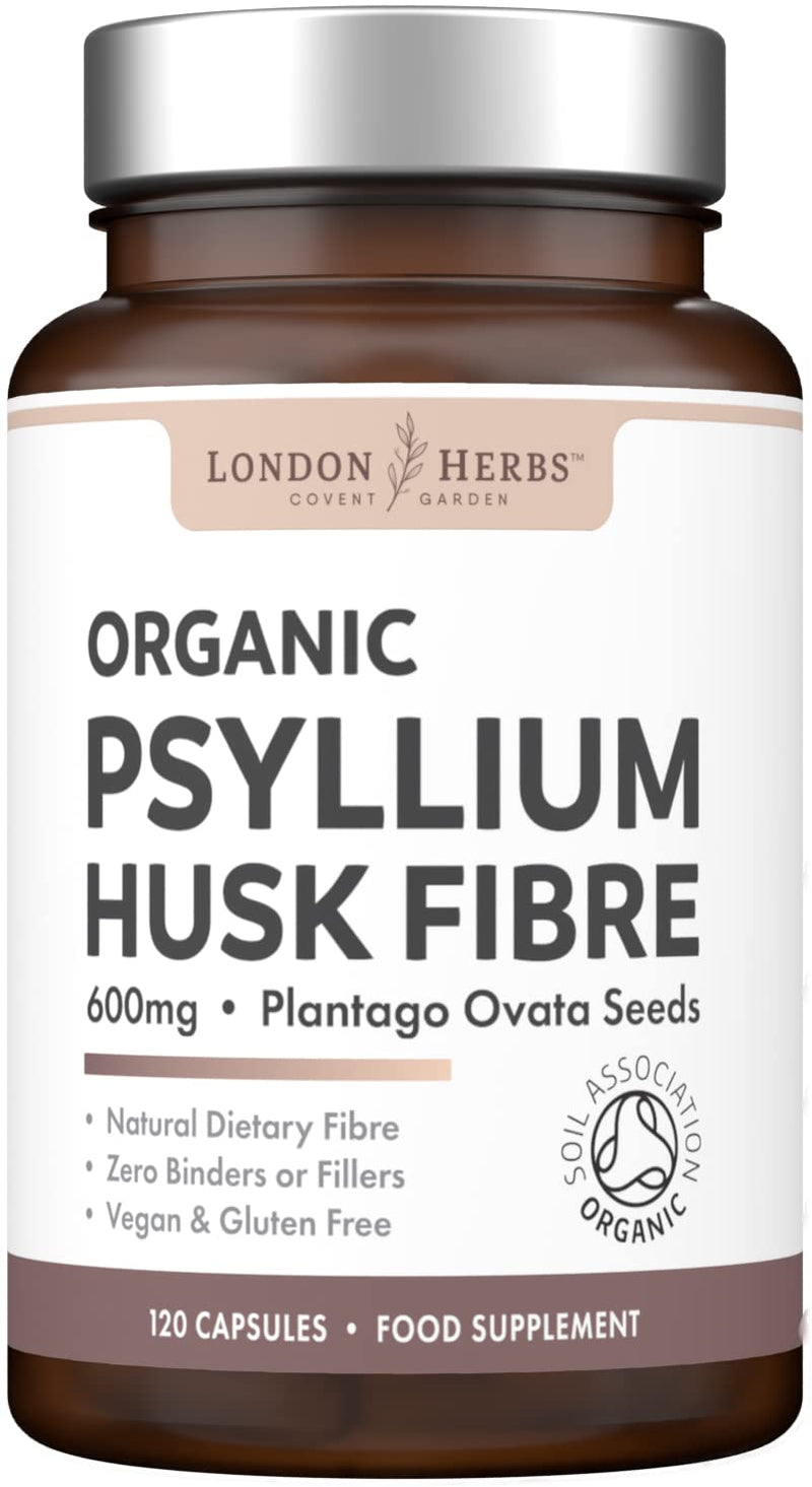 [Australia] - Organic Psyllium Husk Capsules 1200mg Serving - Prebiotic Soluble Fibre Supplement - Natural Bloating Relief & Stool Softener | 120 Capsules - Zero Fillers 100% Pure Psyllium Husk 