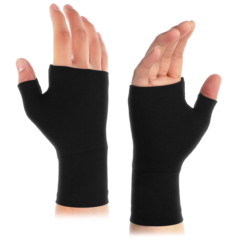 [Australia] - 2 Pcs Compression Wrist Support Thumb Wrist Splint Breathable Wrist and Thumb Support Elastic Wrist Brace Hand Supports for Women Men Sports, Medium Black 