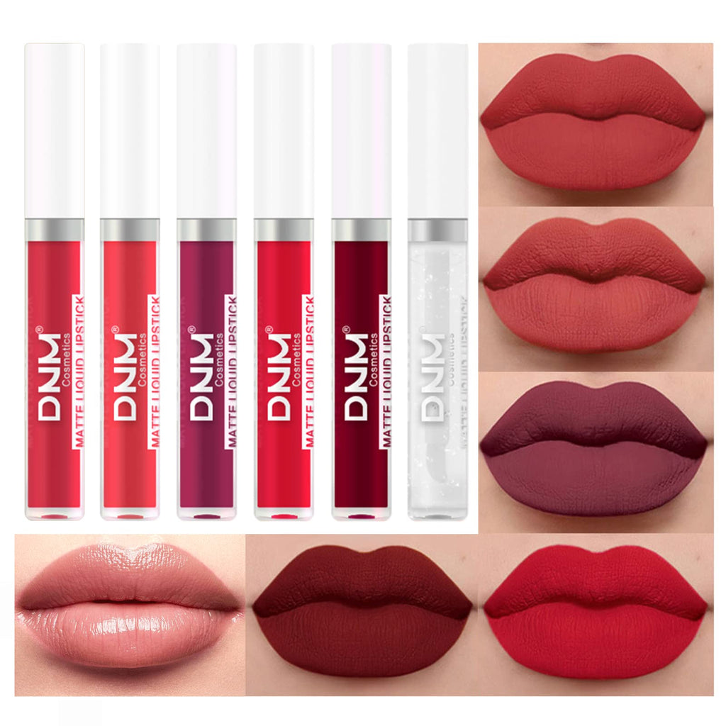 [Australia] - Matte Lipstick Sets Lip Gloss Set Makeup Waterproof Liquid Lipsticks For Women Long Lasting Red Lipstick- 5 Pcs Liquid Lip stick + 1Pcs Lip Plumper 01 