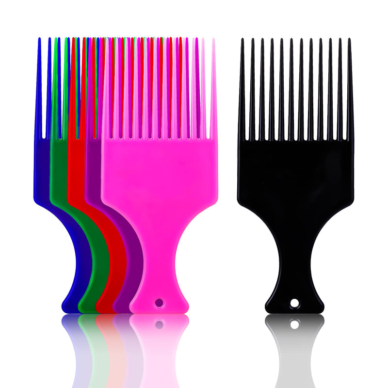 [Australia] - Molain 6 Pcs Afro Pick Hair Comb Smooth Hair Pick Comb Plastic Wide Tooth Hair Pick Comb Hairdressing Styling Tool for Natural Curly Hair Style 