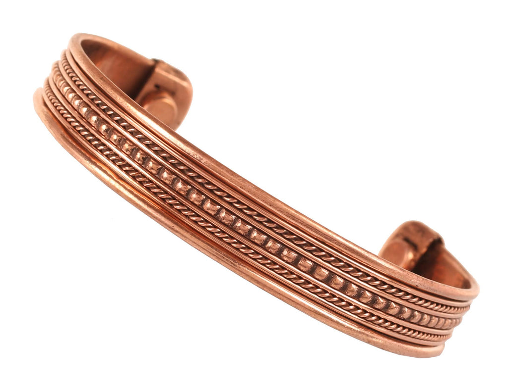 [Australia] - Touchstone Indian Handcrafted Copper Bracelet Peace Chakra Yoga Meditation Mantra Jewelry Cuff for Women and Men. Copper 1 