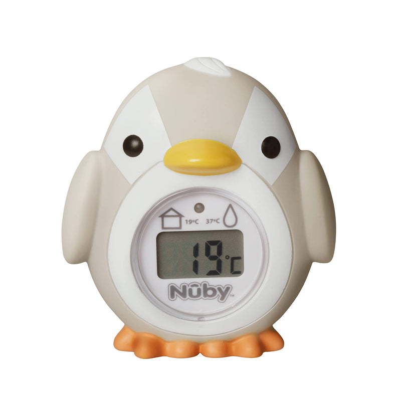 [Australia] - Nuby Penguin Bath & Room Thermometer – Easy to Read Display | BPA-Free| Suitable from 0 Months + (Grey) 