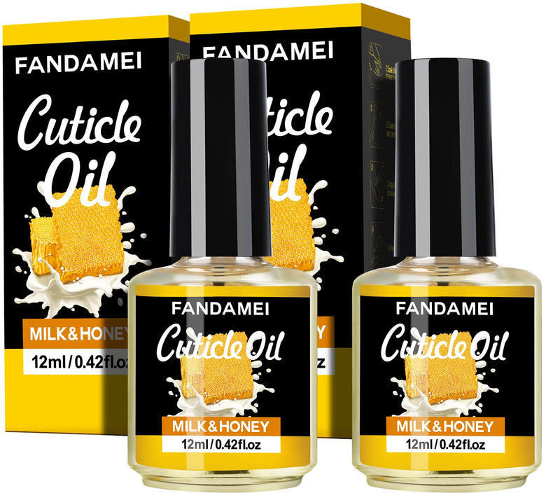 [Australia] - 2PCS Cuticle Oil, FANDAMEI Nail Cuticle Revitalizing Oil, Nourish and Moisturize Nails, Cuticle Care Oil for Soothing and Strengthens Nails, Heals Dry Cracked Cuticles. Milk and Honey, 0.42 oz. 