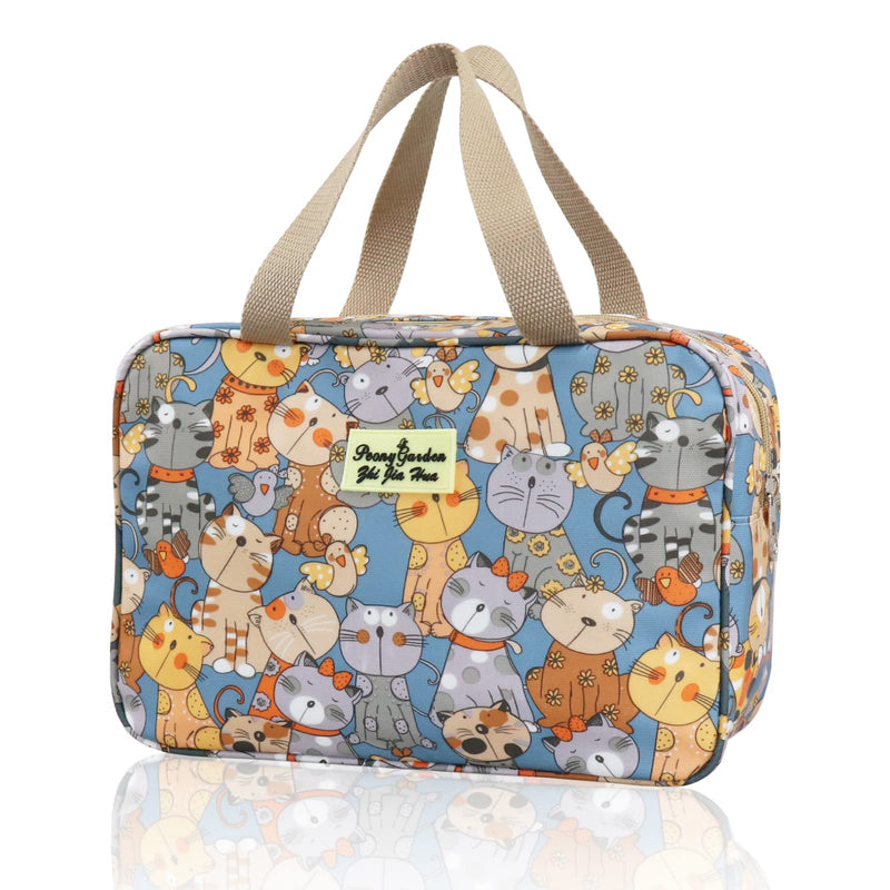 [Australia] - Toiletry Bag, Large Travel Hanging Make up Wash Bags, Portable Waterproof Cosmetic Bag, Bathroom Storage Case for Women Girls Ladies (Blue cat) Blue Cat 
