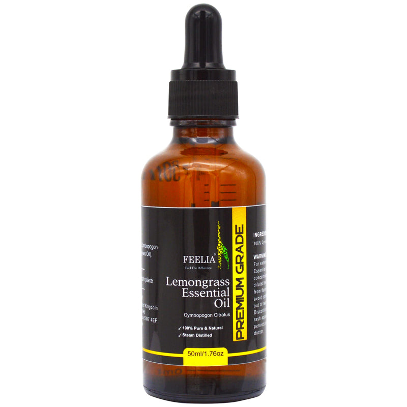 [Australia] - Feelia - Lemongrass Essential Oil - 100% Pure & Natural, Premium Grade, Steam Distilled & Undiluted, Great for Aromatherapy & Relaxation 