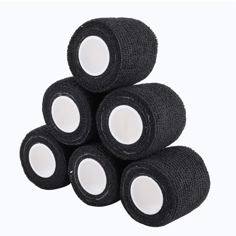 [Australia] - 6 Rolls Self Adherent Cohesive Bandages, 5 cm x 4.5 m Non-Woven Coban Cohesive Wrap Uses Include Wrist & Finger Tape Vet Tape Medical Tape, Black 