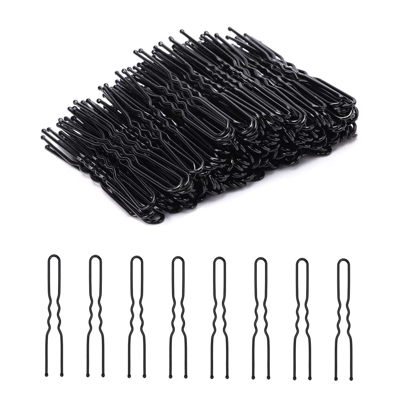 [Australia] - Cehony U Shaped Hair Pins, 200 Count Buns Waved U-shaped Hair Pins for Updos with Box for Women Lady Girls Bobby Pins French Historical Hair Pin Hair Styling Pins Hair Accessories (Black, 2.4 Inch) Black 