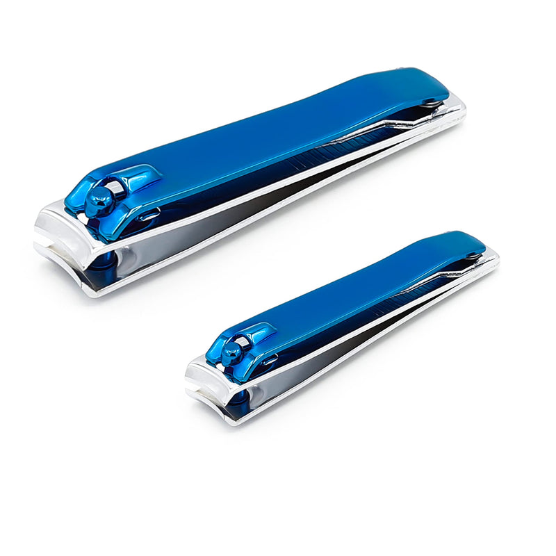 [Australia] - Nail Clippers Nail Cutter 2PCs Set Stainless Steel Fingernails Toenails Clippers for Men Women Sturdy Nail Clipping Kit (Blue) Blue 