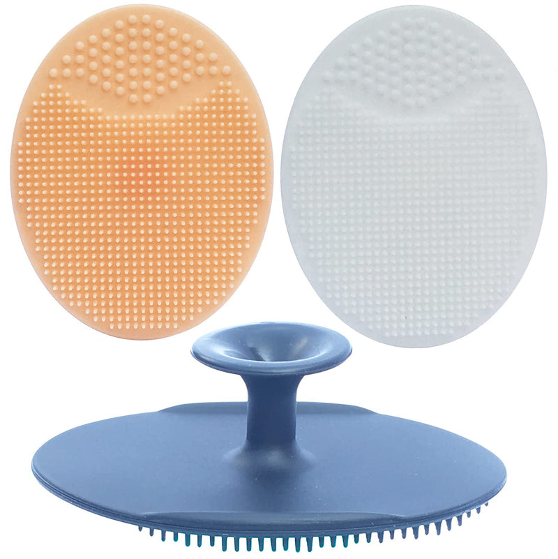 [Australia] - Silicone Face Scrubbers Exfoliator Brush&Baby Bath Brush& Facial Cleansing Brush&Baby Cradle Cap Brush&Silicone Massage Brush,Suitable for Adult Facial Cleansing and Baby Bathing (Black+White+Yellow) Black+White+Yellow 