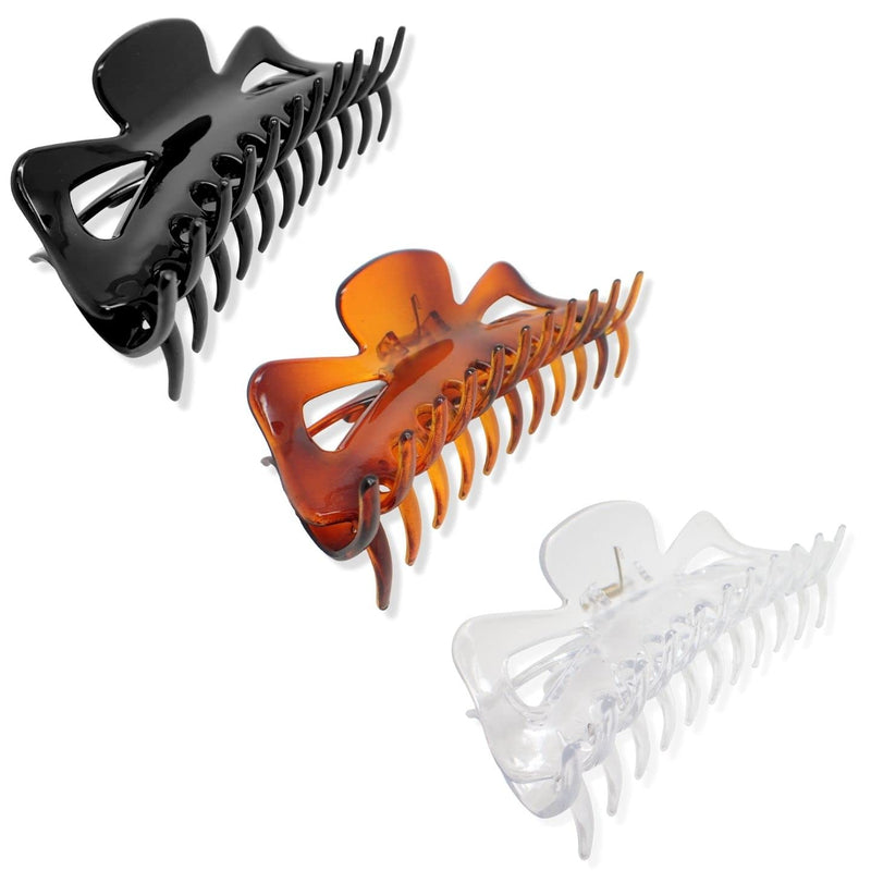 [Australia] - Topkids Accessories 14cm / 5.5" Extra Large Long Butterfly Claw Clip for Women and Girls with Thick Hair Clips Women Hair Grips Hair Claw Clips Hair Claws (Black + Tort Brown + Clear) Black + Tort Brown + Clear 