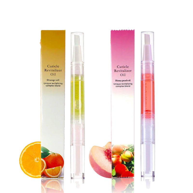 [Australia] - Cuticle Oil Pens for Nail Care, Natural Cuticle Oil Pens 2Pcs Nail Oil for Manicure Pedicure Nourish Nail Cracking and Dry Nail Repair Treatment (Peach & Orange Scent) (Orange & Peach) Orange & Peach 